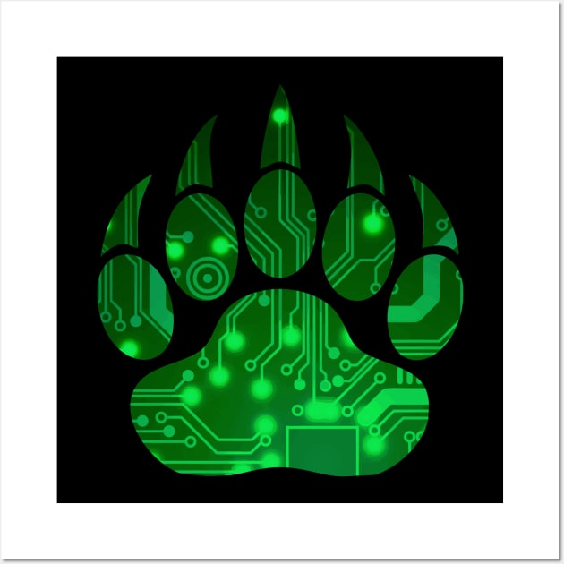 Techie Bear Claw LGBTQ Pride Green Wall Art by Muzehack